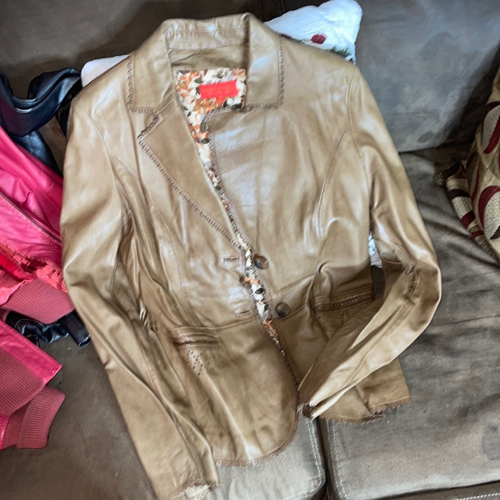 Brown leather jacket